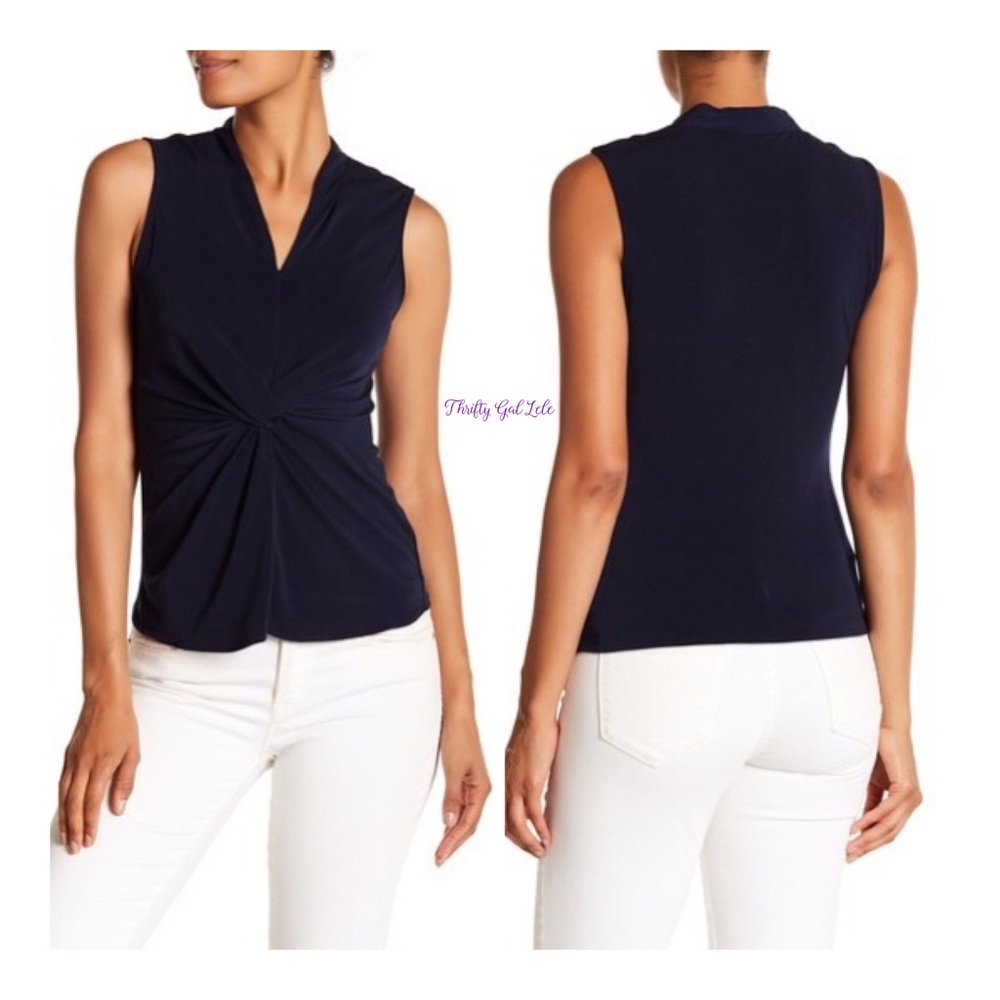 ECI Front Shirred V-Neck Tank Blouse